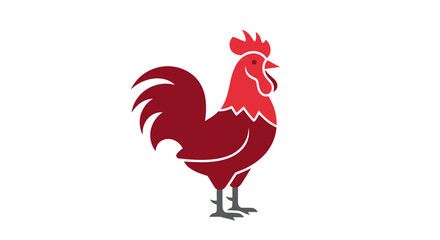 Red Rooster Silhouette Side View Portrait. © tompel