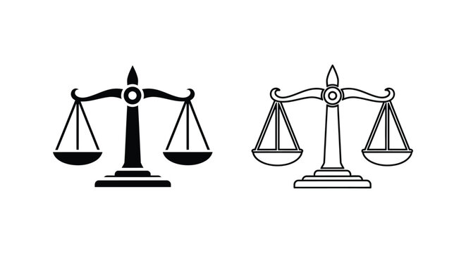 a black and a gray scales icon for law and justice Vector
