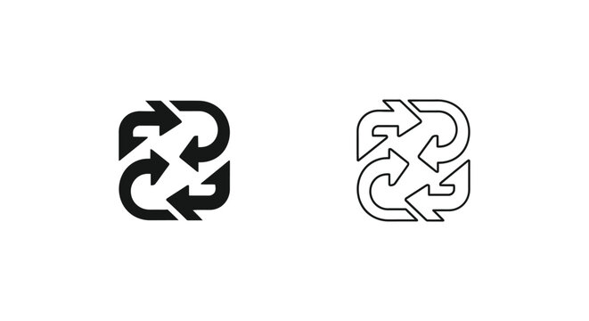 a black and white icon of two arrows in a circular motion Vector