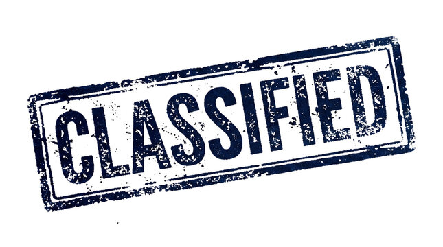 Classified stamp seal with grunge effect on white