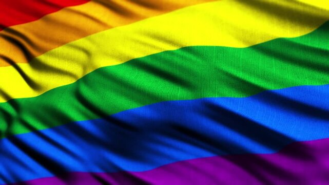 Rainbow LGBT Pride flag waving in the wind, symbol of diversity, inclusion, and human rights in a seamless loop animation.