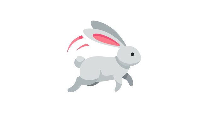 Fast Running Cartoon White Rabbit.