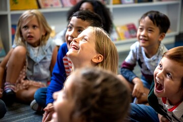Fototapeta premium Joyful children engaged together