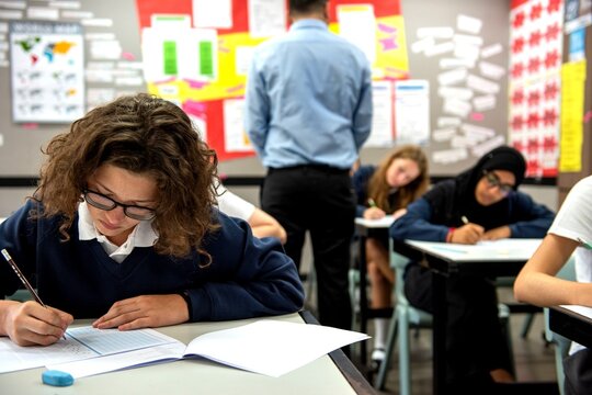 Focused students in classroom setting