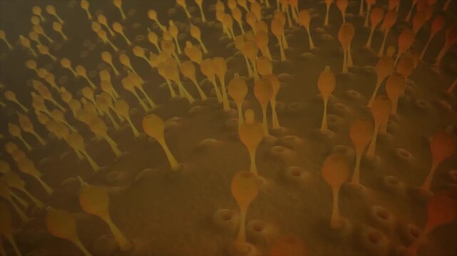 microscopic view of spore fungal structures