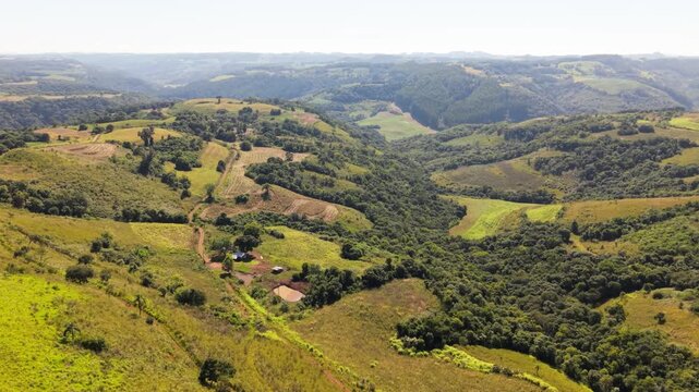Countryside of Rio Grande do Sul. Brazil. Drone footage.