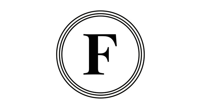 Bold letter F in a double-lined circular frame.