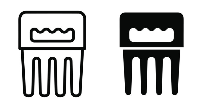 Hair pick comb icon set for curly afro hair styling grooming accessory tool flat vector design for barber shop salon