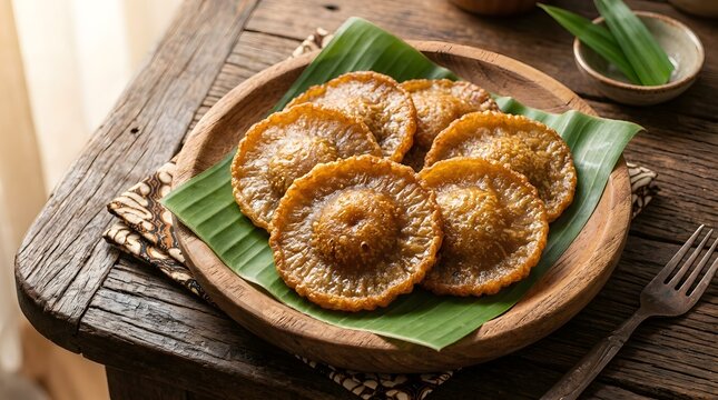 Traditional Indonesian Kue Cucur Fried Rice Flour Cake on Plate