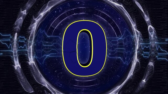 Number 0 Explosive Number Transition Animation on Alpha Channel, Loop
