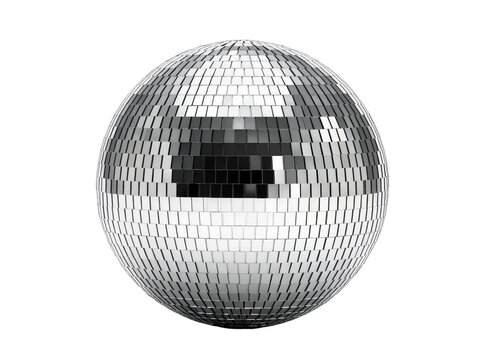 Isolated sparkling disco ball with reflective tiles for vibrant nightclub ambiance
