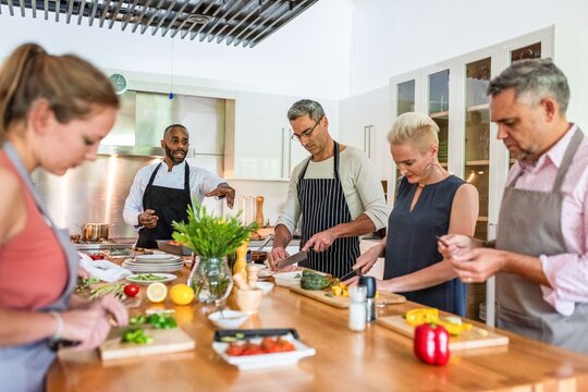 Group cooking class experience.