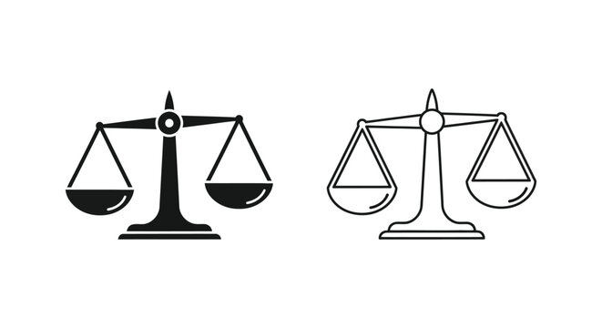 a black and white scales icon set for justice and law Vector