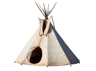 Isolated traditional canvas teepee, a classic Native American indigenous tribal dwelling © Aoife