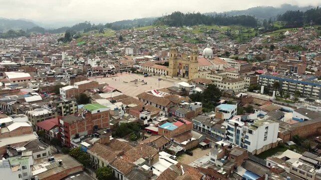 Chiquinquira, Boyaca - Colombia. March 10, 2026. Panoramic drone view. The municipality is located 77.1 kilometers from Tunja.