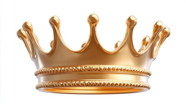 Luxurious golden crown symbolizing royalty, power, and achievement on a clean white background