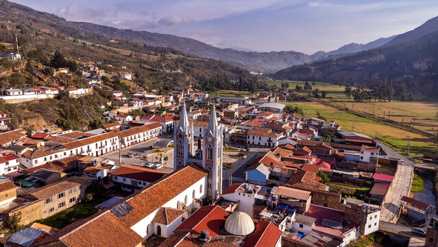 Corrales, Boyaca - Colombia. March 2, 2026. Aerial drone view of one of the 123 municipalities in the department.