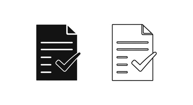 black and white icons of checked documents Vector