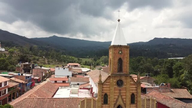 Raquira, Boyaca - Colombia. March 10, 2026. The colonial Gothic-style church was built in 1600.