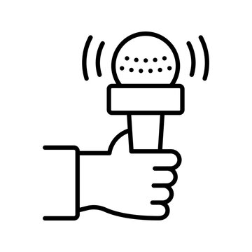 Stand up comedy icon. Entertainment and standup comedy line symbol. Black and white.