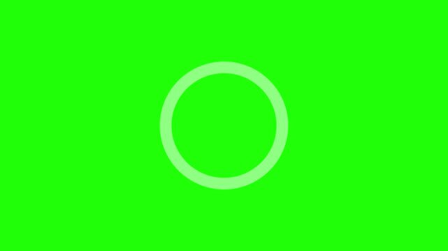 White circular loading progress indicator animation on a green screen background for video editing.