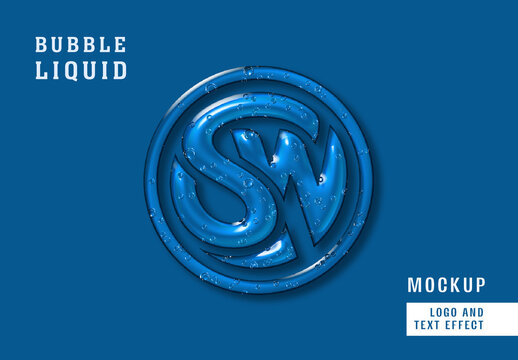 Bubble Liquid Logo And Text Effect Mockup
