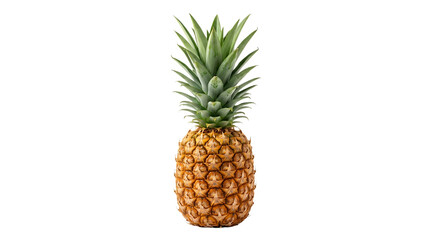 Fototapeta premium Whole ripe pineapple fruit with green spiky leaves tropical exotic food isolated on white background studio shot healthy eating natural sweetness refreshing taste summer delight