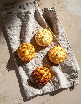 Cocadas coconut sweets on natural linen