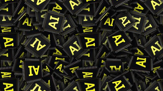 Seamless AI Artificial Intelligence Chip Animation Background, Endless, Loop
