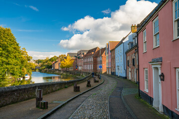 Norwich Quayside on sunny day. Norfolk. England