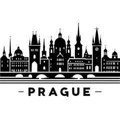 Fototapeta premium Prague Skyline Icon Vector