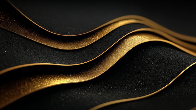 Long, curvy line of gold and black. The gold is shiny and the black is dark and sleek