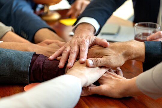 Teamwork unity hands collaboration photo