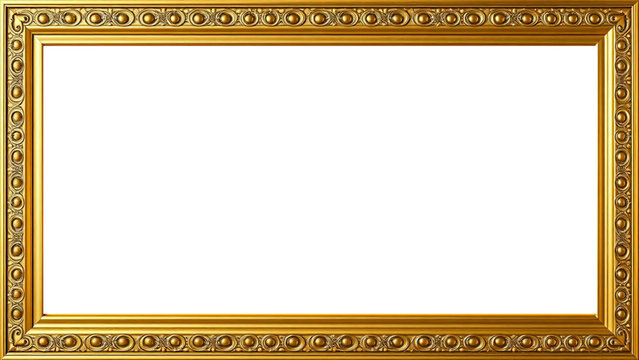 Marco Dorado Antiguo, Dise&ntilde;o Met&aacute;lico Ornamental Premium de Estilo Vintage, Fondo PNG Transparente para Enmarcar Fotos, Obras de Arte, Certificados, Diplomas, Invitaciones, Bodas.