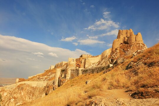 Dogubeyazit Castle in Eastern Turkey, Agri, June 2021. A historic fortness located in eastern Turkey near Mount Ararat. The ancient structure overlooks the town and surrounding landscape.