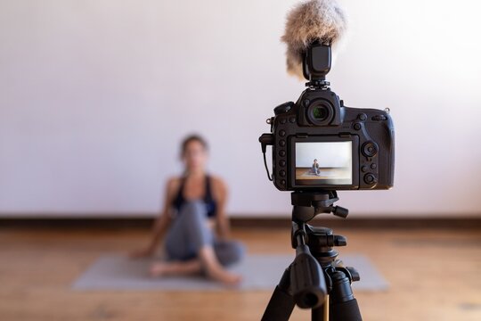 Camera captures yoga session photo