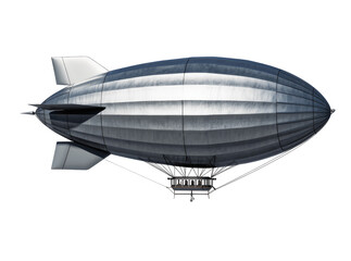 Isolated classic blimp or airship with a detailed passenger gondola for stylish air travel © Cian