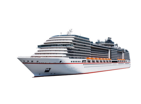 Isolated large modern passenger cruise ship for luxury ocean travel and holiday vacations
