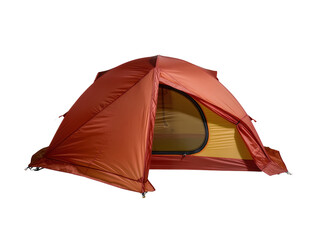 Isolated durable orange camping tent for wilderness travel, hiking, and outdoor adventure © Cian