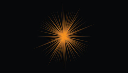 Fototapeta premium Orange starburst light effect on black background abstract