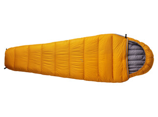Isolated orange camping sleeping bag for outdoor adventure and warm comfortable rest © Cian