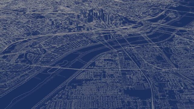 3D looped animation of city - Dallas USA