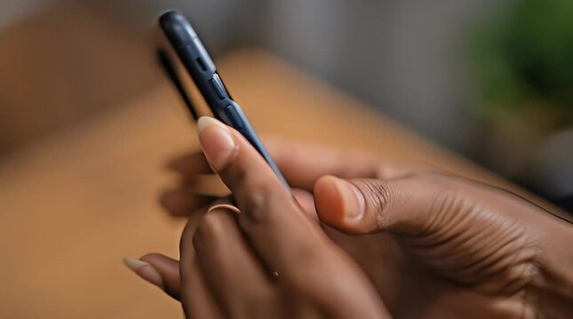 Close-up of a hand holding a smartphone displaying a QR code against a blurred abstract background representing digital connection and modern technology for scanning