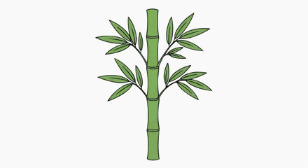 Naklejka premium A detailed illustration of a bamboo plant, green stem and leaves shown in precise detail