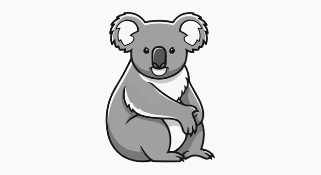 A cute koala bear illustration in monochromatic style. This adorable illustration showcases the koala's charming features, capturing its serene and friendly nature.