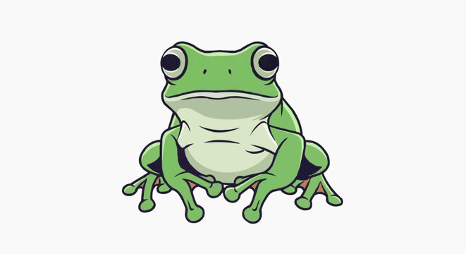 A cute cartoon illustration of a frog with big eyes