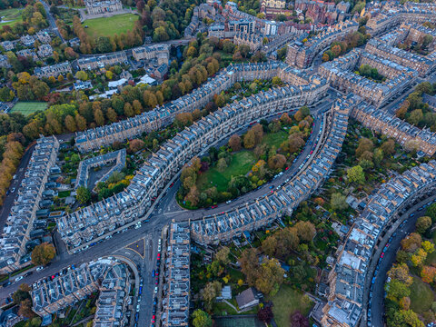 Beautiful aerial view of Edinburgh, the Historic Suburbs and Curved Streets, Scotland &ndash; Urban Pattern and Cityscape from Above