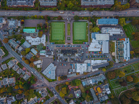 Beautiful aerial view of Edinburgh, the Historic Suburbs and Curved Streets, Scotland &ndash; Urban Pattern and Cityscape from Above