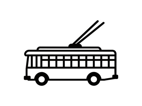 Isolated trolleybus public transport vehicle icon for urban city electric travel
