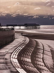 Fototapeta premium Beautiful sunlight at the Boulevard at Blackpool, UK.